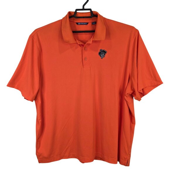 Mens Cutter & Buck Orange Polo Shirt OSU Cowboy Logo Polyester Blend Stretch XXL - Picture 1 of 8